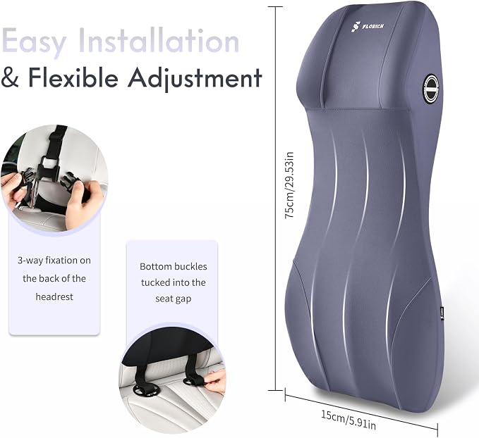 FLORICH Integrated Car Seat Lumbar Support Pillow & Car Neck Pillow Memory Foam - Image 6