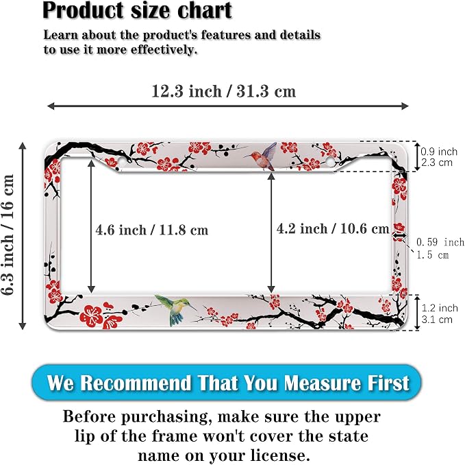 Automotive Exterior Accessories Black, and Red License Plate Frames Hummingbird - Image 2