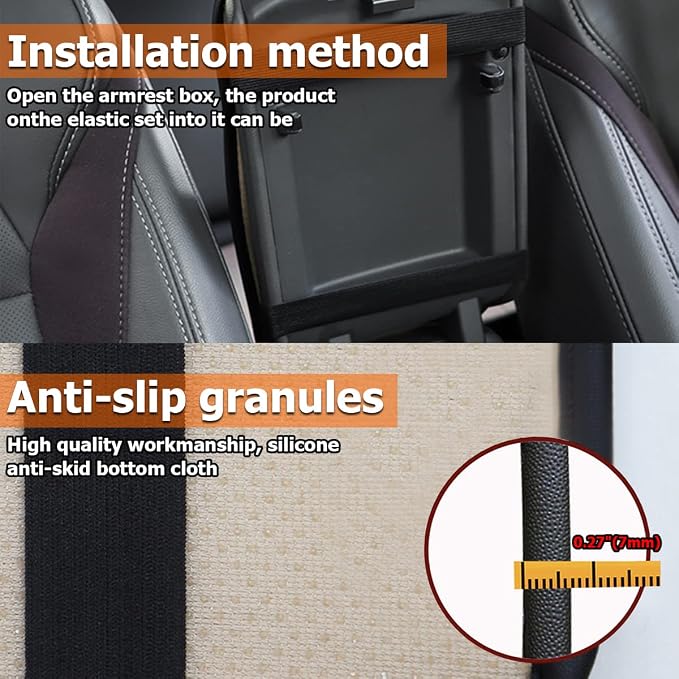 Moly Magnolia Car Center Console Cover, Leather Waterproof Armrest Seat Box - Image 5