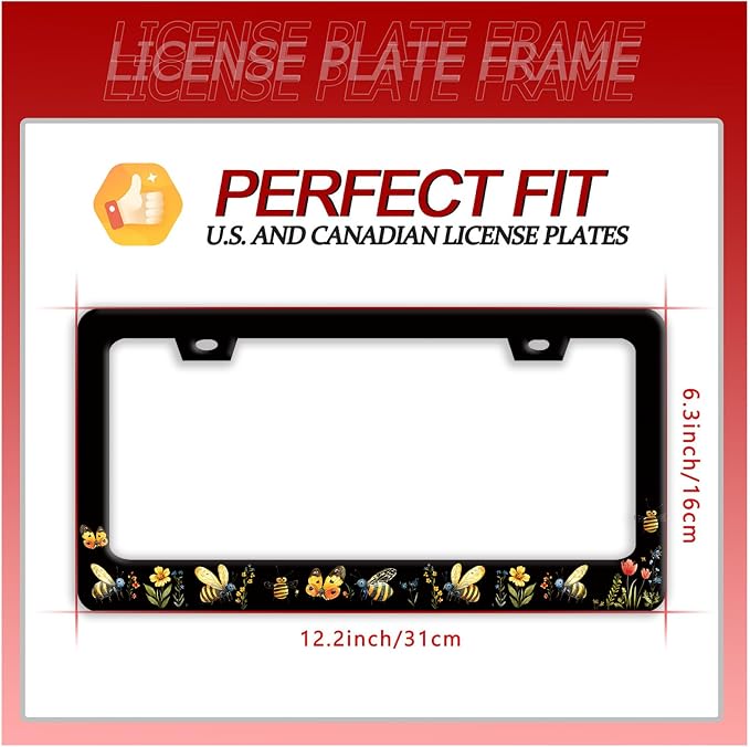Queen Bee License Plate Frame Beautiful Butterfly Flower License Plate Holder - Image 7