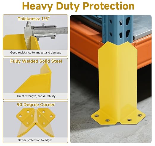 lesolar Pallet Rack Post Protectors, 1/5" Thickness Pallet Rack Frame Guard - Image 4