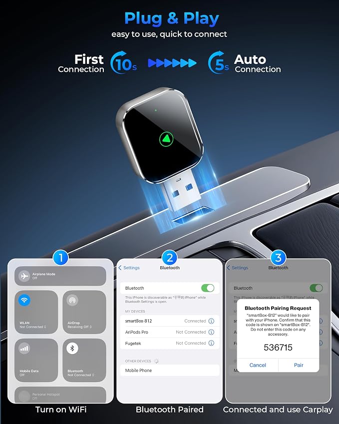 Mini CarPlay Wireless Adapter for Apple iPhone - Image 3