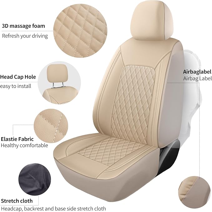 Car Seat Covers, Breathable and Waterproof Leather Seat Covers, Luxury PU - Image 5