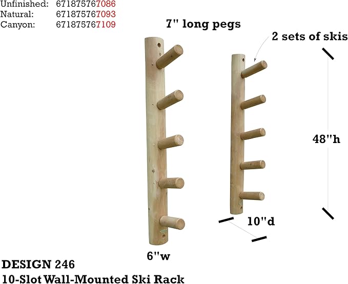 10-Place Wall-Mounted Ski Log Racks - Image 7