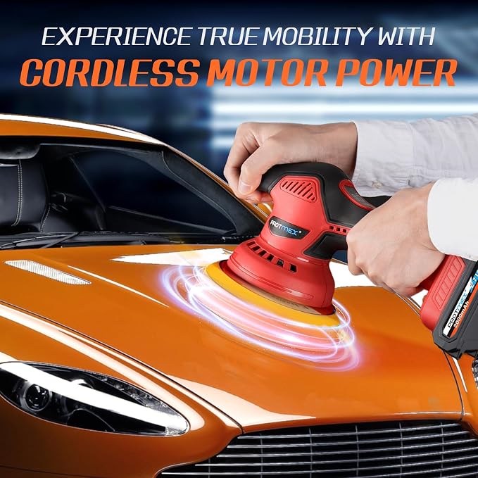 Cordless Car Buffer Polisher w/ 2x2000mAh 21V Batteries, 6 Inch Car buffer - Image 6
