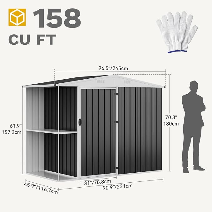 DWVO Outdoor Storage Shed 8x4FT - Image 9