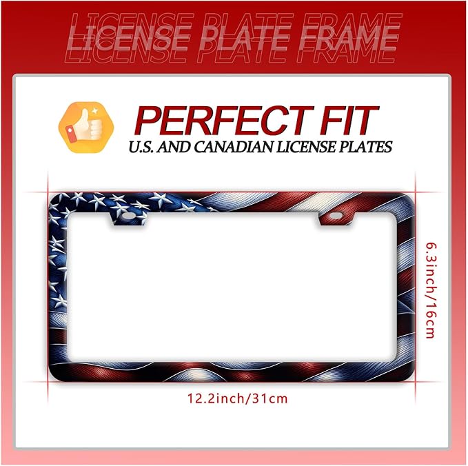 Vintage American Flag License Plate Frame Patriotic License Plate Holder Cars - Image 7