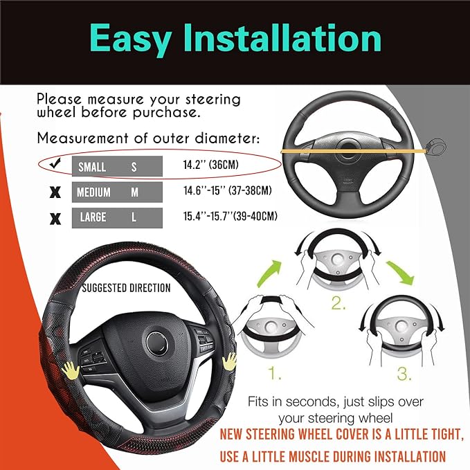 PINCTROT Small Size Steering Wheel Cover Great Grip - Image 6