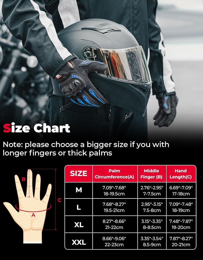 KEMIMOTO Motorcycle Gloves for Men/Women, Touchscreen Dirt Bike Gloves - Image 6