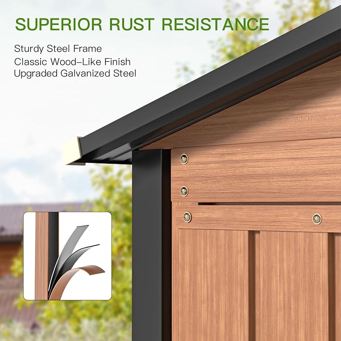 Outdoor Storage Shed, 5x3 Ft Metal Steel Tiny House - Image 8