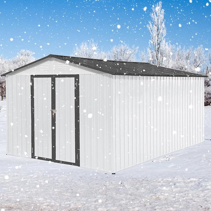 12 x 10 FT Metal Garden Shed, Outdoor Storage Shed - Image 6