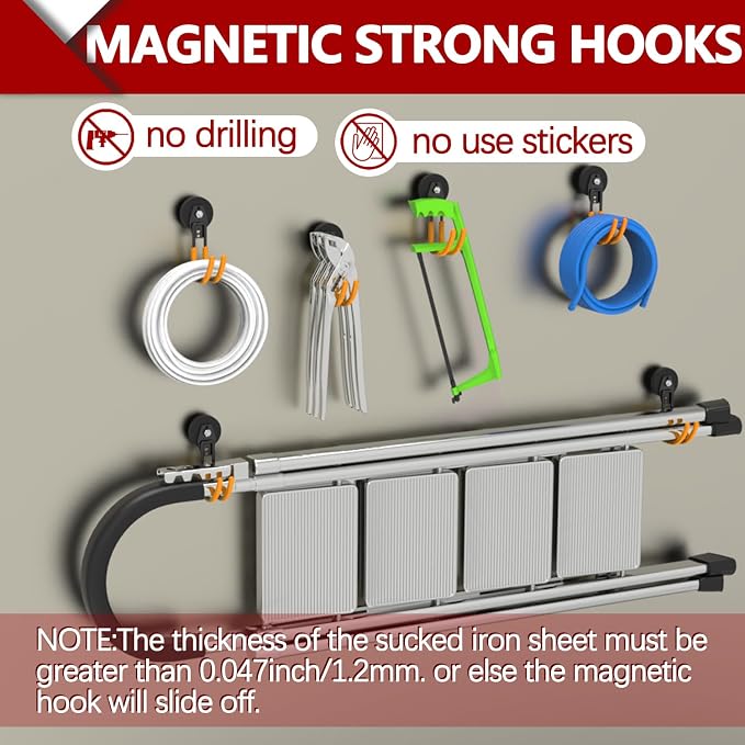 3-H Heavy Duty Magnet Garage Hooks 2 Pack, J Shape Strong Magnetic Hooks - Image 6