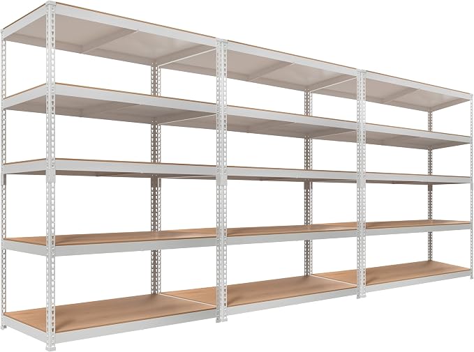 HOMEDANT White 5 Tier Laminated Boltless Heavy Duty Garage Storage Adjustable by TheBestOrganizingSolution