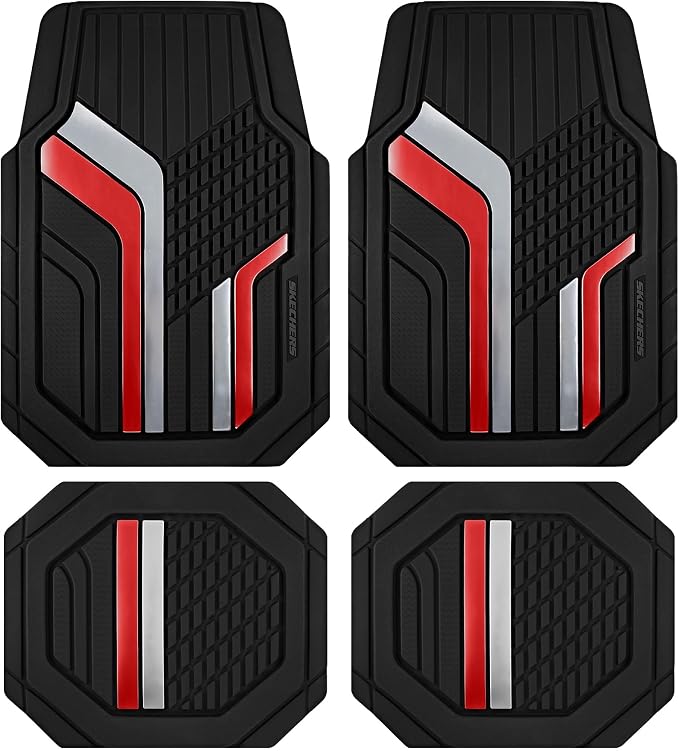 Skechers Heavy Duty Rubber Car Floor Mats, Dual Color Design Floor Mats by Skechers