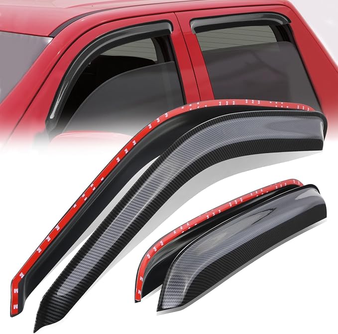 Auto Dynasty Set of 4 Carbon Fiber Pattern Window Visors Compatible by AutoDynasty