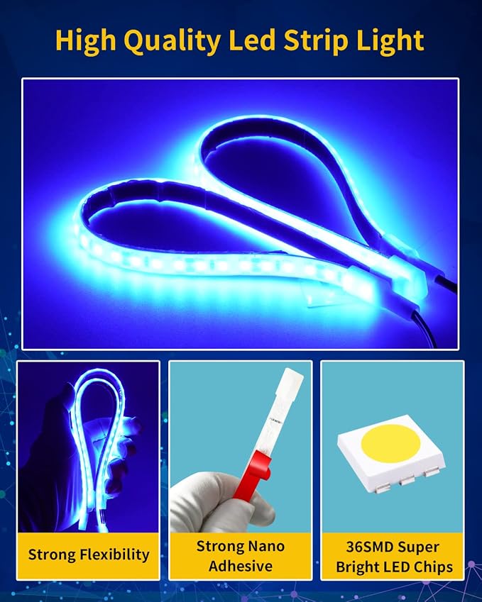 Blue Led Strip Light, IP68 Waterproof Car Exterior Light Strip, golf cart led - Image 5