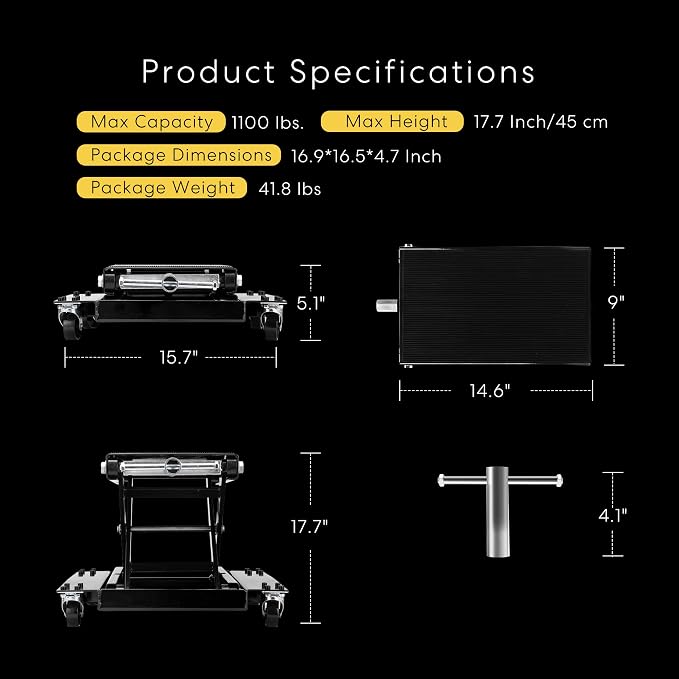 VIVOHOME 1100 Lbs Steel Wide Deck Motorcycle Lift ATV Scissor Lift Jack - Image 6