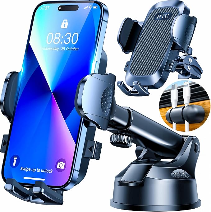 HTU 2025 Upgraded Car Phone Holder 【Safety Certs & No Smell】 Cell Phone Holder by HTU15yearsincarmounts