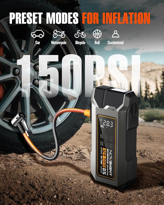 NOVSIGHT Jump Starter With Air Compressor - Image 4