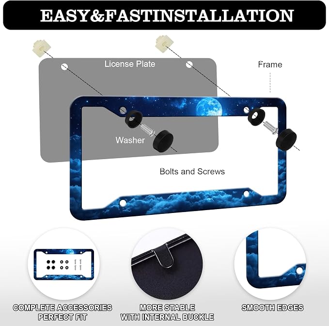 Moon Galaxy Starry Sky License Plate Frames - Image 3