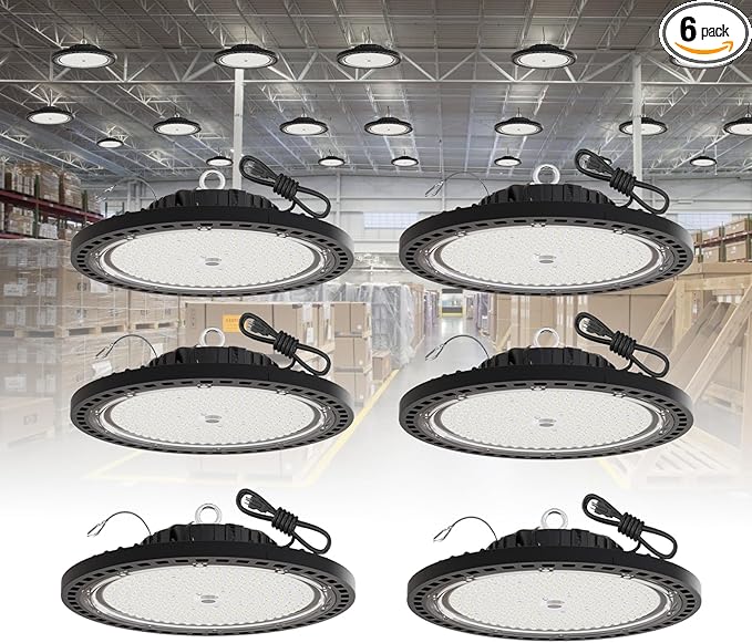 6 Pack UFO LED High Bay Light 150W, 21000 LM, 5000K by GGTH