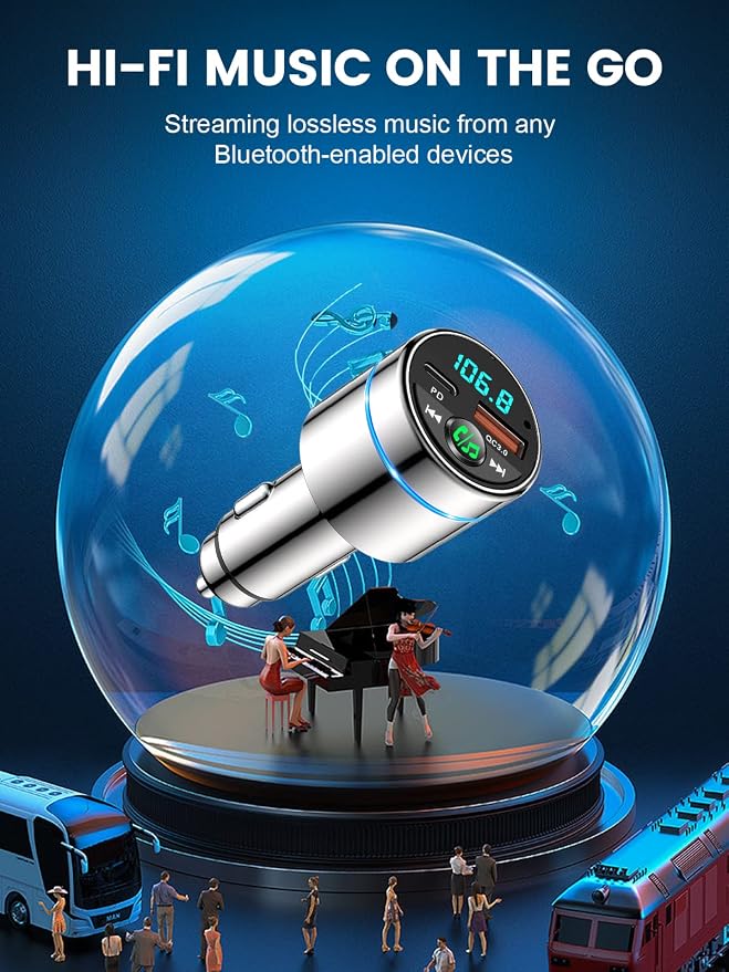 FM Transmitter for Bluetooth 5.3, PD 30W & QC3.0 18W Fast Car Charger, Wireless - Image 4