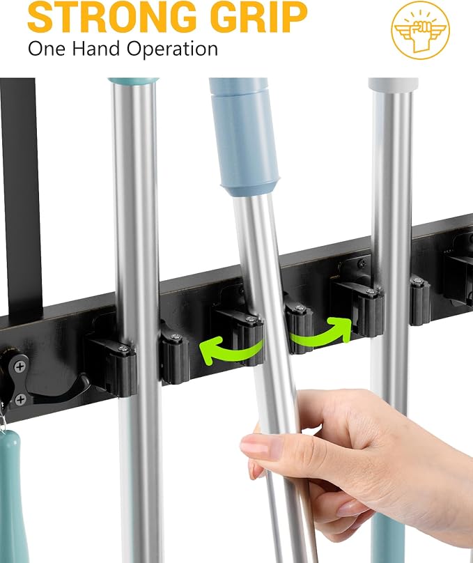 Lorbro Broom Holder Door Mount, Over the Door Broom and Mop Holder - Image 5