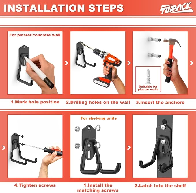 TORACK 15PCS Garage Storage System Hooks, Shelving Hooks - Image 5