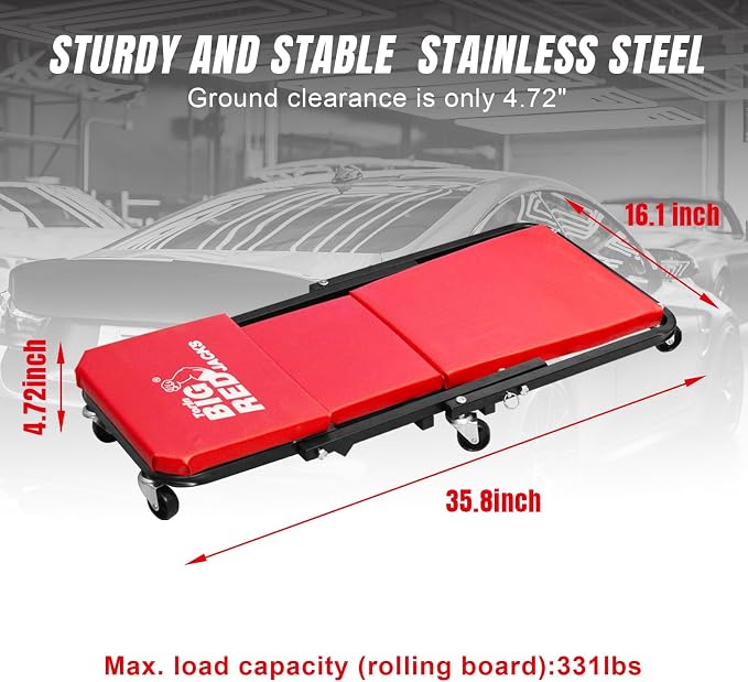 BIG RED ATR6036ZER 36" Foldable Z-Creeper Seat: 2-in-1 Garage Shop Creeper - Image 3