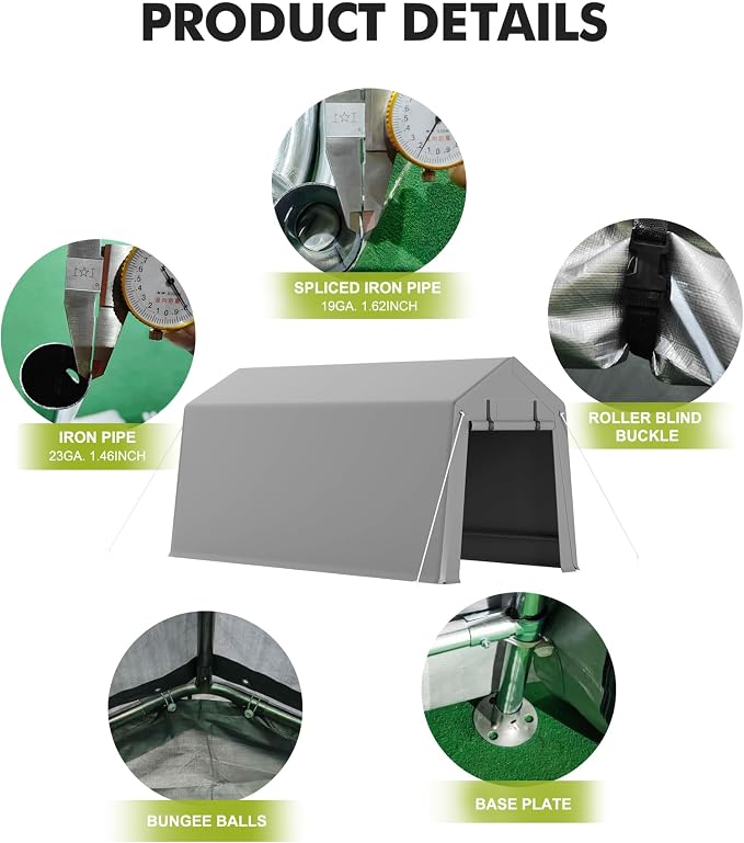 7 x 15 ft Carport Storage Shed, Portable Garage - Image 7