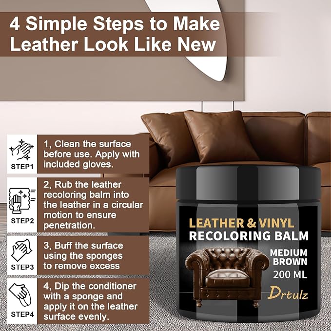 Leather Recoloring Balm, Leather Color Restorer Conditioner, Leather Restorer - Image 3