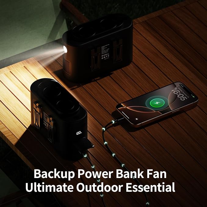 Socool Portable Car Fan - 14500mAh Rechargeable Battery Opearated - Image 5