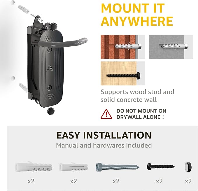 monTEK Swivel Bike Wall Mount – Garage Bike Hanger & Space-Saving Vertical Bike - Image 5