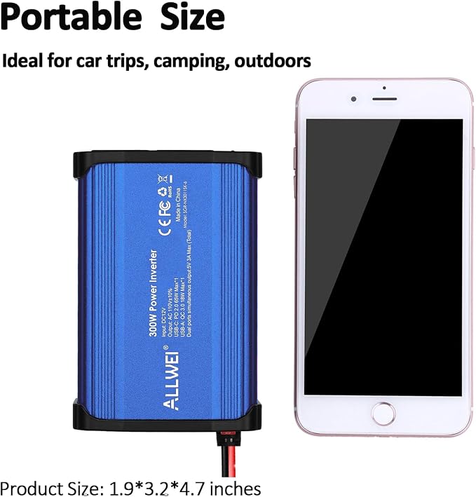 ALLWEI 300W Car Power Inverter DC 12V to 110V AC Power inverters - Image 7