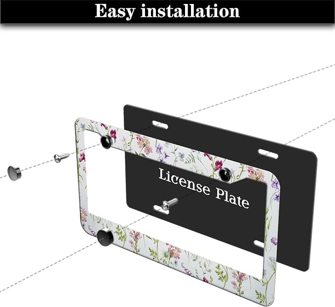 License Plate Cover Multicolor License Plate Frames Folk Flower Hippie Boho - Image 7