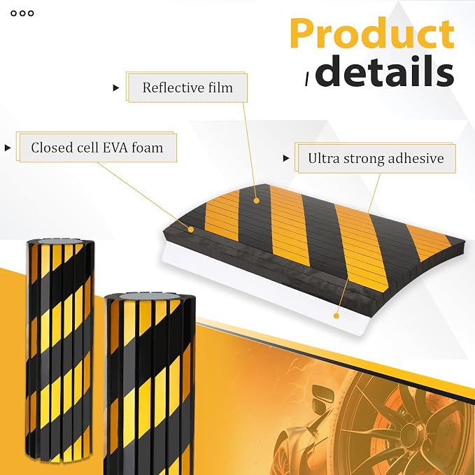 6 Pcs Garage Wall Protector Garage Pole Padding Wall Bumpers Guards Reflective - Image 4