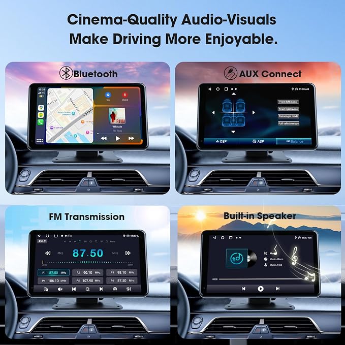 7" Portable Wireless CarPlay & Android Auto Car Stereo - Image 3