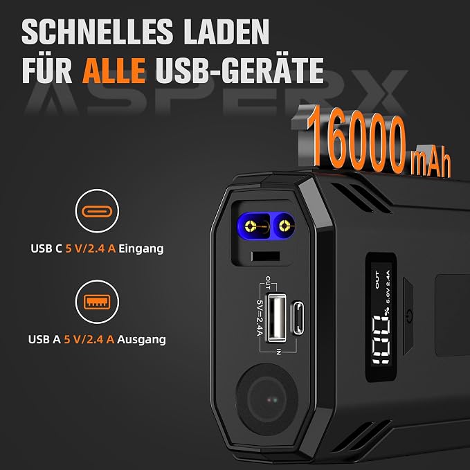 AsperX Car Jump Starter, 4000A Peak Battery Starter - Image 3