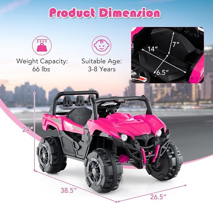 OLAKIDS 12V Ride on Car UTV, Battery Powered Off-Road Kids Electric Vehicles - Image 5