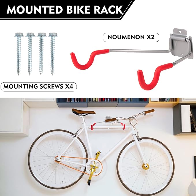 Bike Wall Mount Hangers，EVA Foam Padded Bicycle Hooks-Flip-Up Garage Bicycle - Image 4