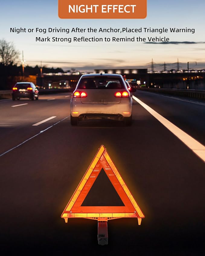 Noone Safety Triangles DOT Approved, 3 Pack Foldable Warning Reflective - Image 6