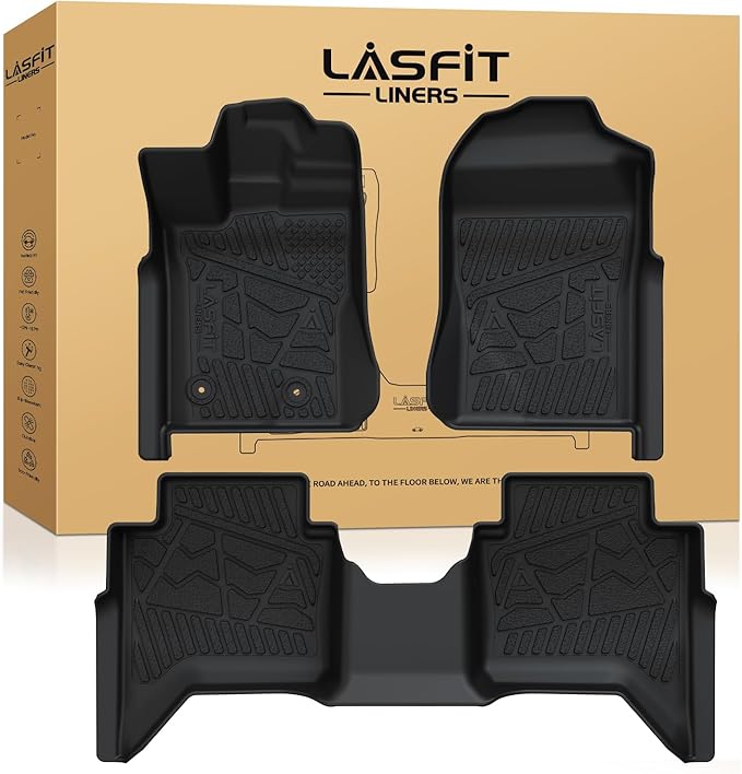 LASFIT Floor Mats for Ford Ranger 2025 2024 SuperCrew Cab All Weather Truck by LASFIT