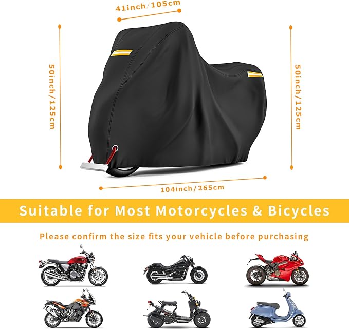 210D Motorcycle Cover All Season Waterproof Breathable Sun Outdoor Protection - Image 5