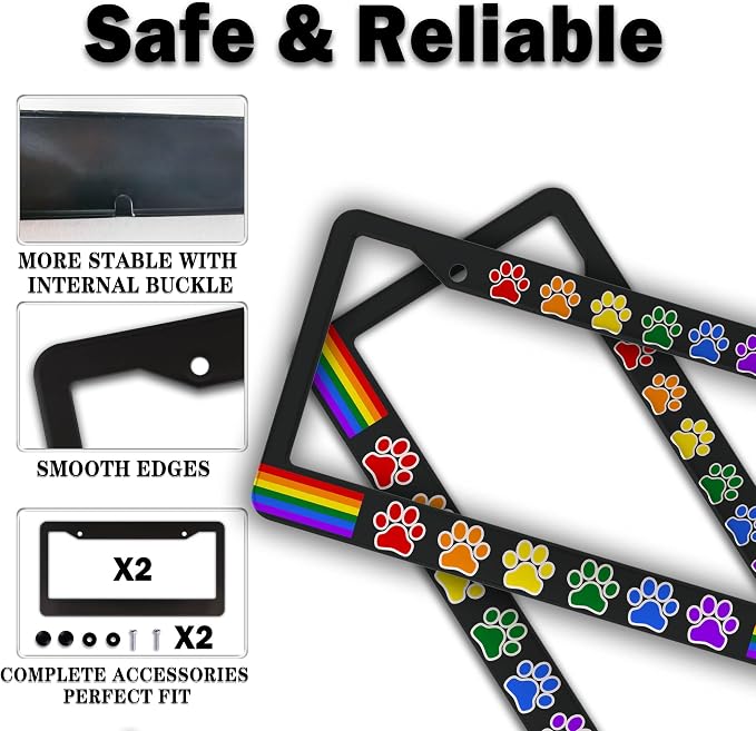 License Plate Frames for Women Multicolor License Plate Holder for Men Gay - Image 4