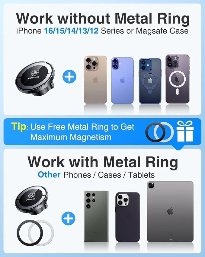 VANMASS for MagSafe Car Mount Magnetic Phone Holder Suction Cell Stand for - Image 5