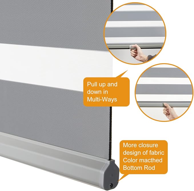 Persilux Cordless Zebra Blinds for Windows Free-Stop Roller Windows Shades Dual - Image 3