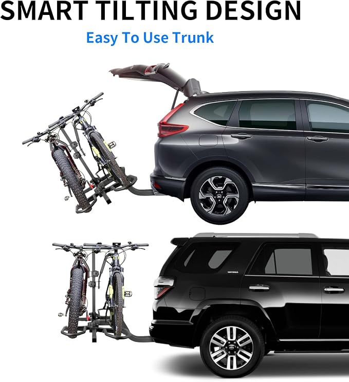 WEIZE Hitch Bike Rack, Wobble Free Smart Tilting Folding Bicycle Car Racks - Image 4