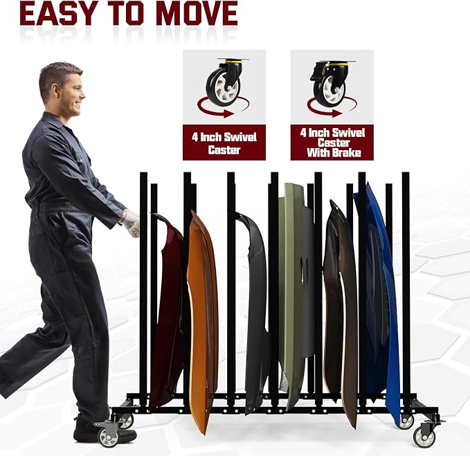 Vehicle Hood Storage Cart, 6 Hood Storage Rack - Image 2