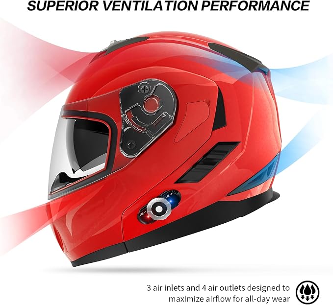 Motorcycle Helmet Bluetooth 5.0 Integrated New EPS FreedConn BM2-S Modular Flip - Image 4