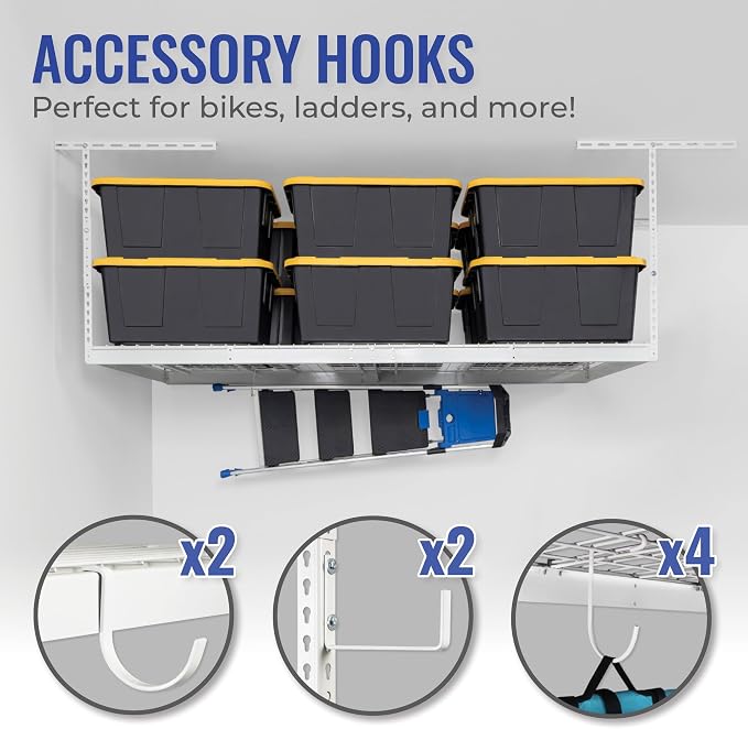 SafeRacks 4 ft x 8 ft Overhead Storage Rack Adjustable 24 in - 45in Height - Image 4